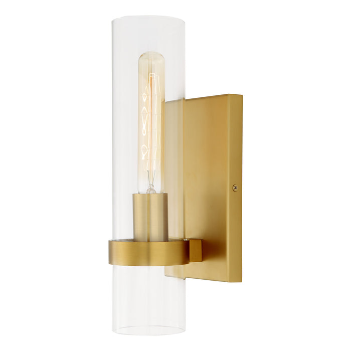 Arlo 1-Light Tall Cylinder Tube Sconce in Satin Brass