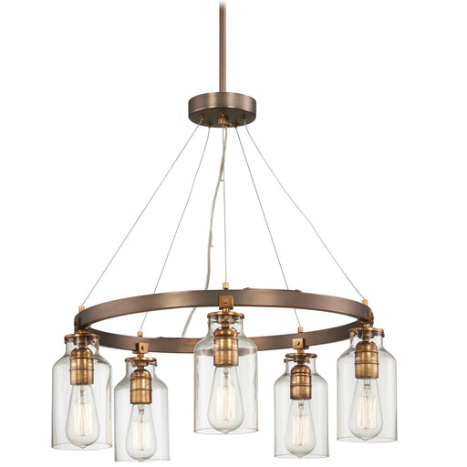 Morrow 5-Light Chandelier in Harvard Court Bronze with Gold Highlights & Clear Glass - Lamps Expo