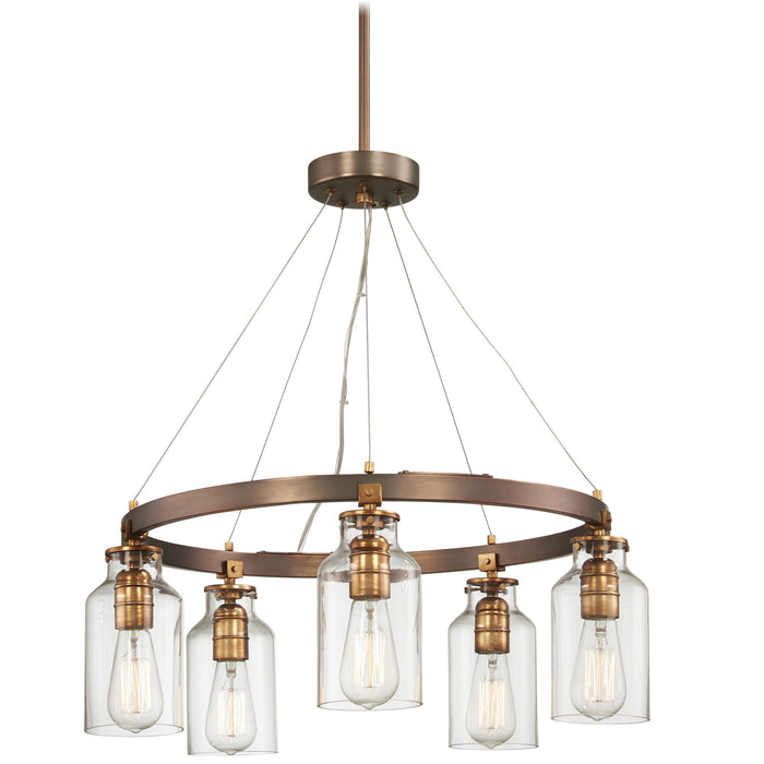 Morrow 5-Light Chandelier in Harvard Court Bronze with Gold Highlights & Clear Glass - Lamps Expo