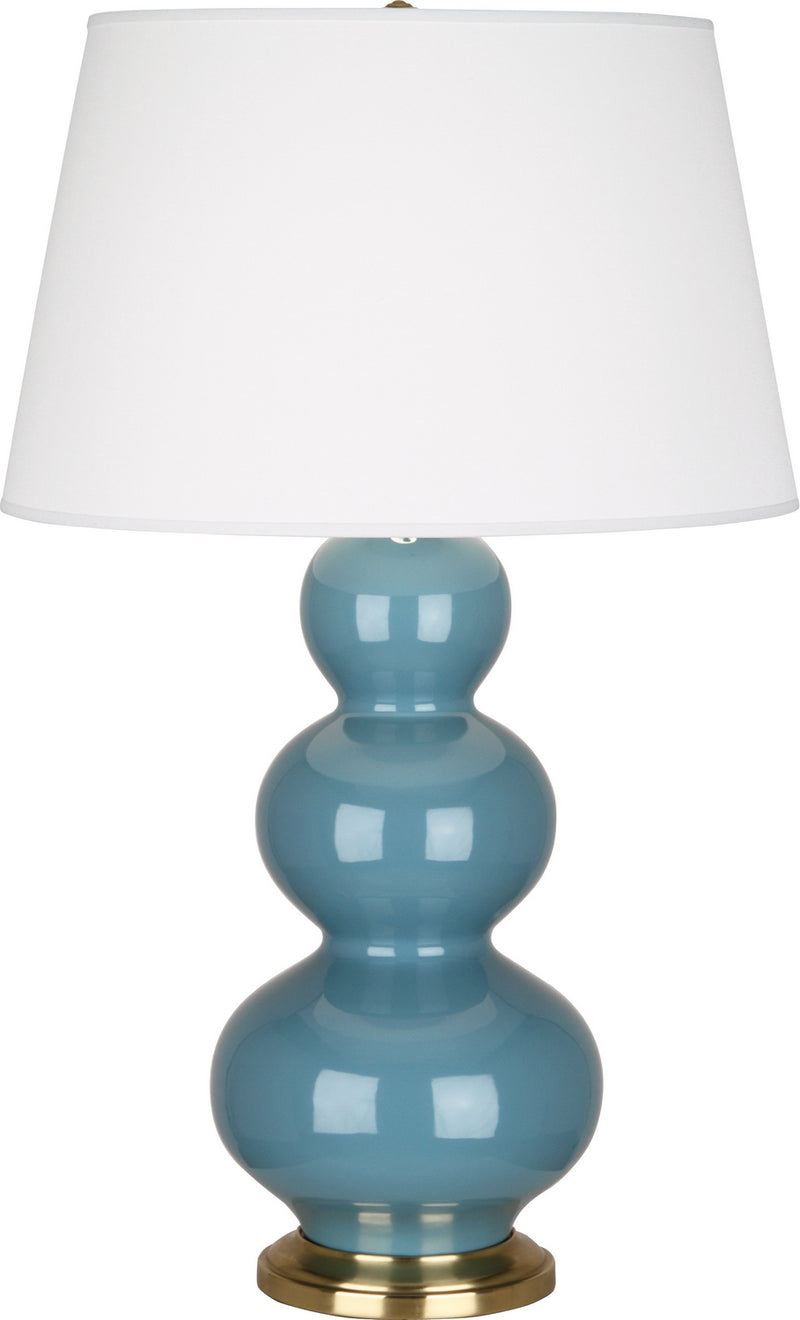 Robert Abbey (OB40X) Triple Gourd Table Lamp with Pearl Dupioni Fabric Shade