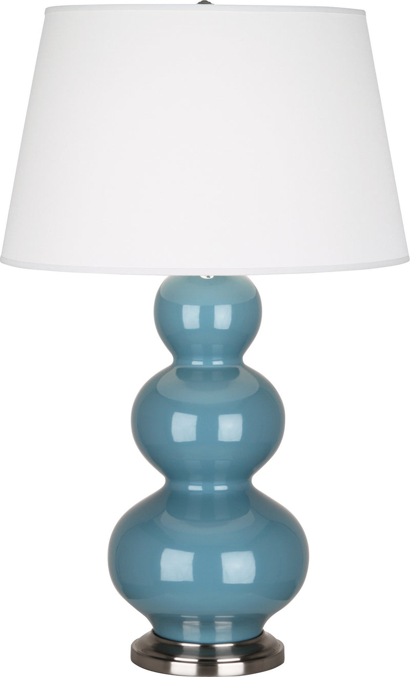Robert Abbey (OB42X) Triple Gourd Table Lamp with Pearl Dupioni Fabric Shade