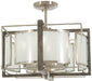 Tyson's Gate 4-Light Pendant/Semi-Flush Mount in Brushed Nickel with Shale Wood & White Iris Glass - Lamps Expo