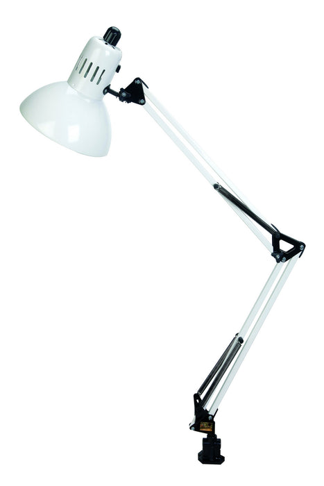 Clamp on Swing Arm Lamp in White, Type A 100W