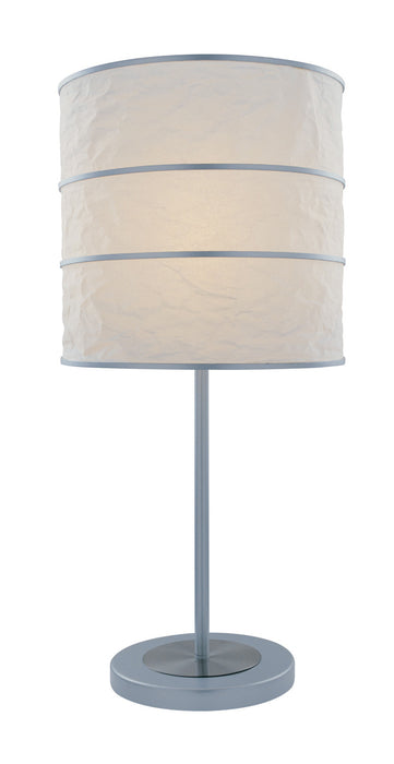 Sedlar Table Lamp in Polished Steel Silver with White Paper Shade, Type A 60W