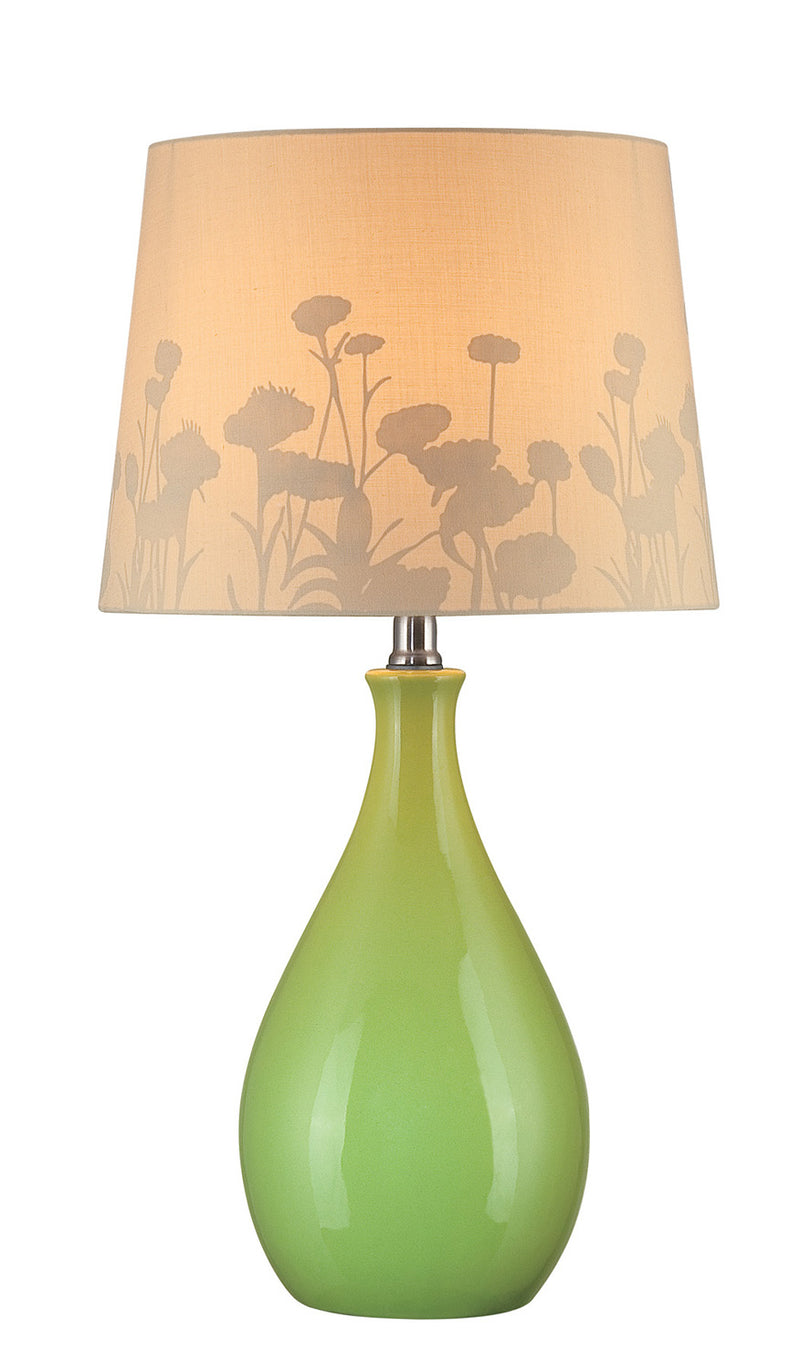Edaline Table Lamp in Green Ceramic Body Silhouette Paper, E27, CFL 13W