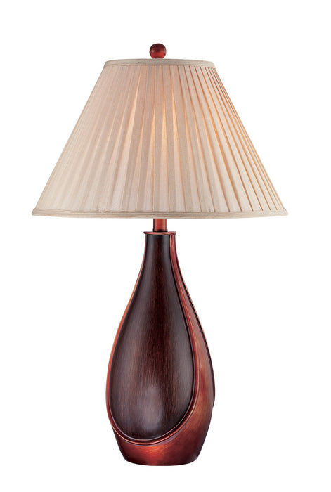 Foley Table Lamp in Dark Walnut Finised Pleated with Fabric Shade, E27, CFL 23W