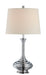 Usher Table Lamp in Chrome with White Fabric Shade, E27, CFL 23W