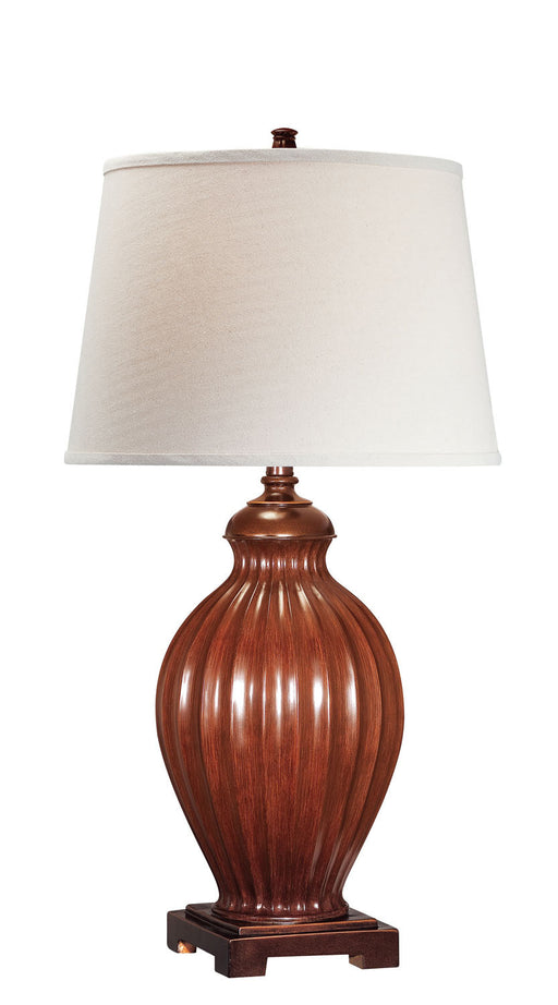 Colletta Table Lamp in Brushed Brown with-Light Beige Fabric Shade, E27 A 150W