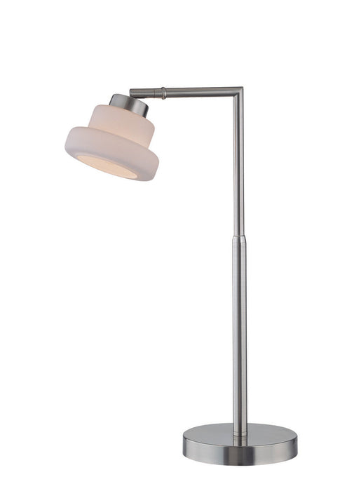 Flott Desk Lamp in Polished Steel with Frosted Glass Shade, E12 Type S 40W, #DCI