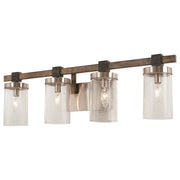 Bridlewood 4-Light Bath Vanity in Stone Grey with Brushed Nickel & Clear Seedy Glass - Lamps Expo