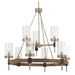 Bridlewood 9-Light Chandelier in Stone Grey with Brushed Nickel & Clear Seedy Glass - Lamps Expo