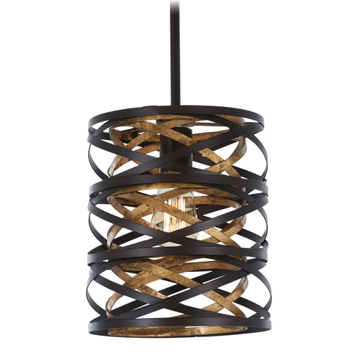 Vortic Flow Mini-Pendant in Dark Bronze with Mosaic Gold Interior - Lamps Expo