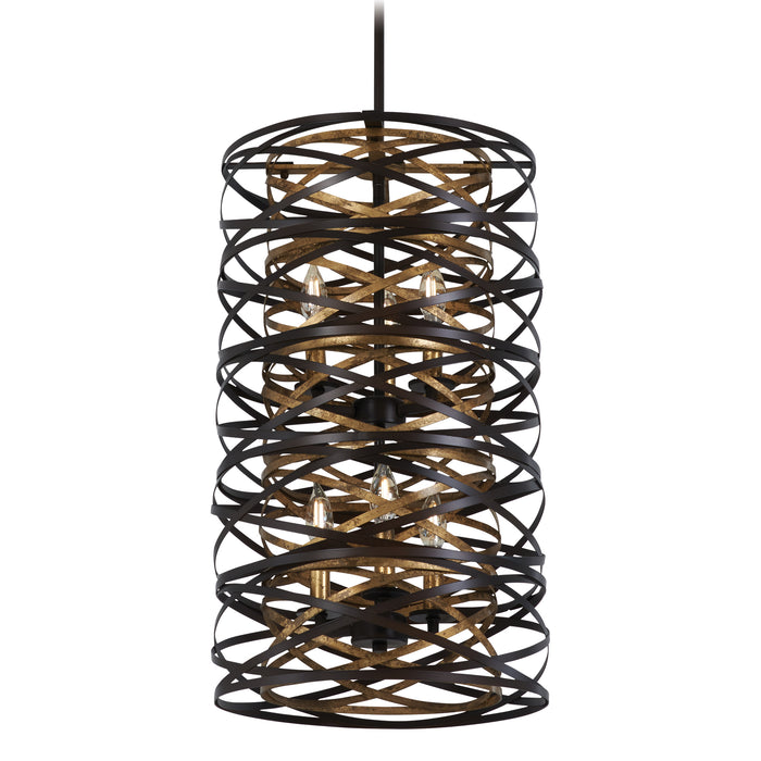 Vortic Flow Pendant in Dark Bronze with Mosaic Gold Interior - Lamps Expo