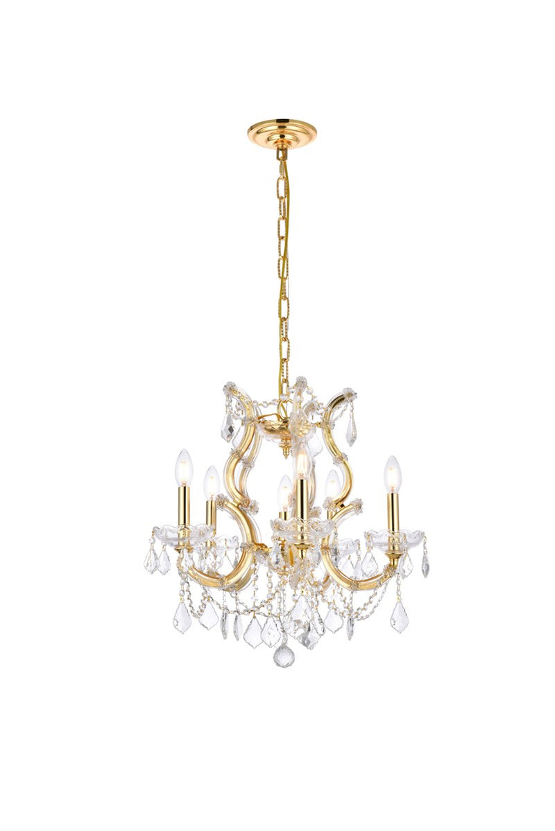Maria Theresa 6-Light Pendant in Gold with Clear Royal Cut Crystal