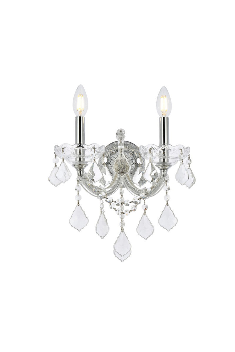 Maria Theresa 2-Light Wall Sconce in Chrome with Clear Royal Cut Crystal