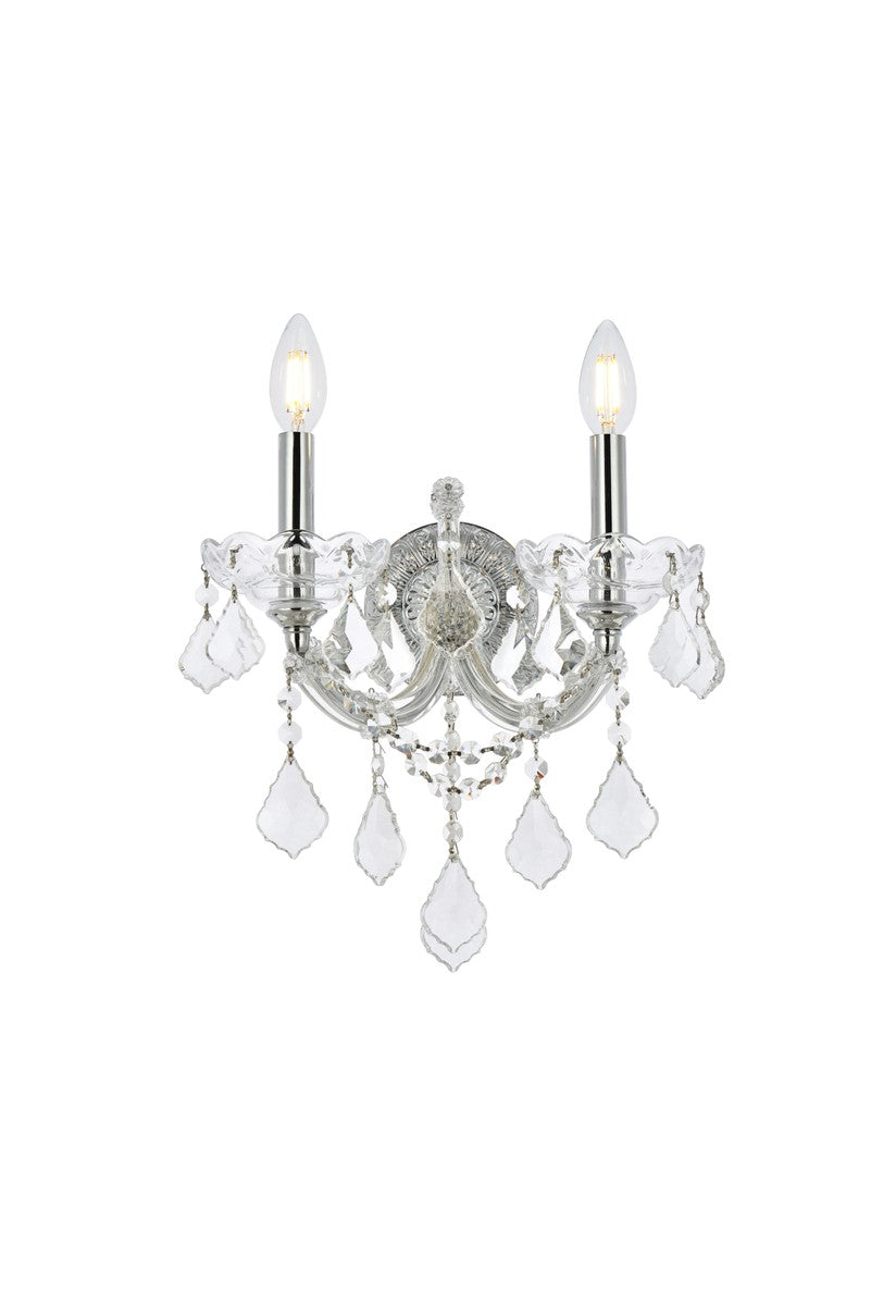 Maria Theresa 2-Light Wall Sconce in Chrome with Clear Royal Cut Crystal