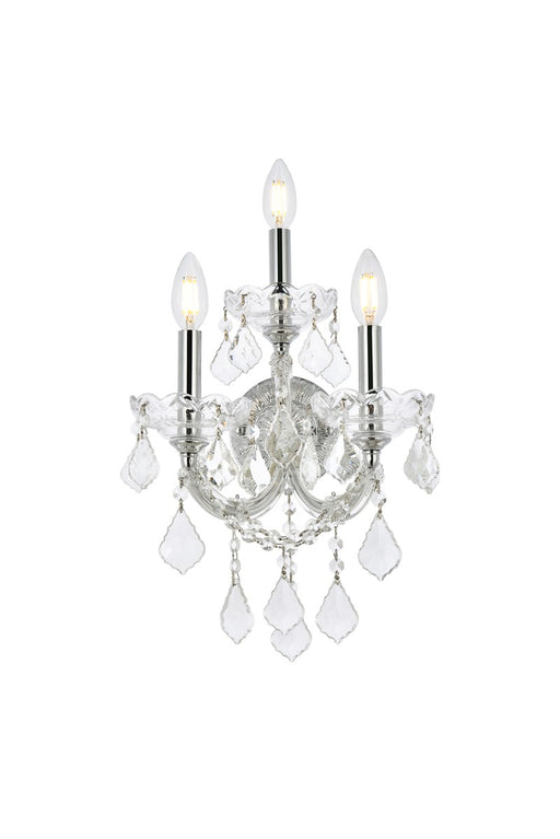 Maria Theresa 3-Light Wall Sconce in Chrome with Clear Royal Cut Crystal