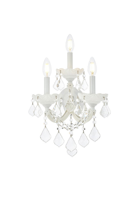 Maria Theresa 3-Light Wall Sconce in White with Clear Royal Cut Crystal