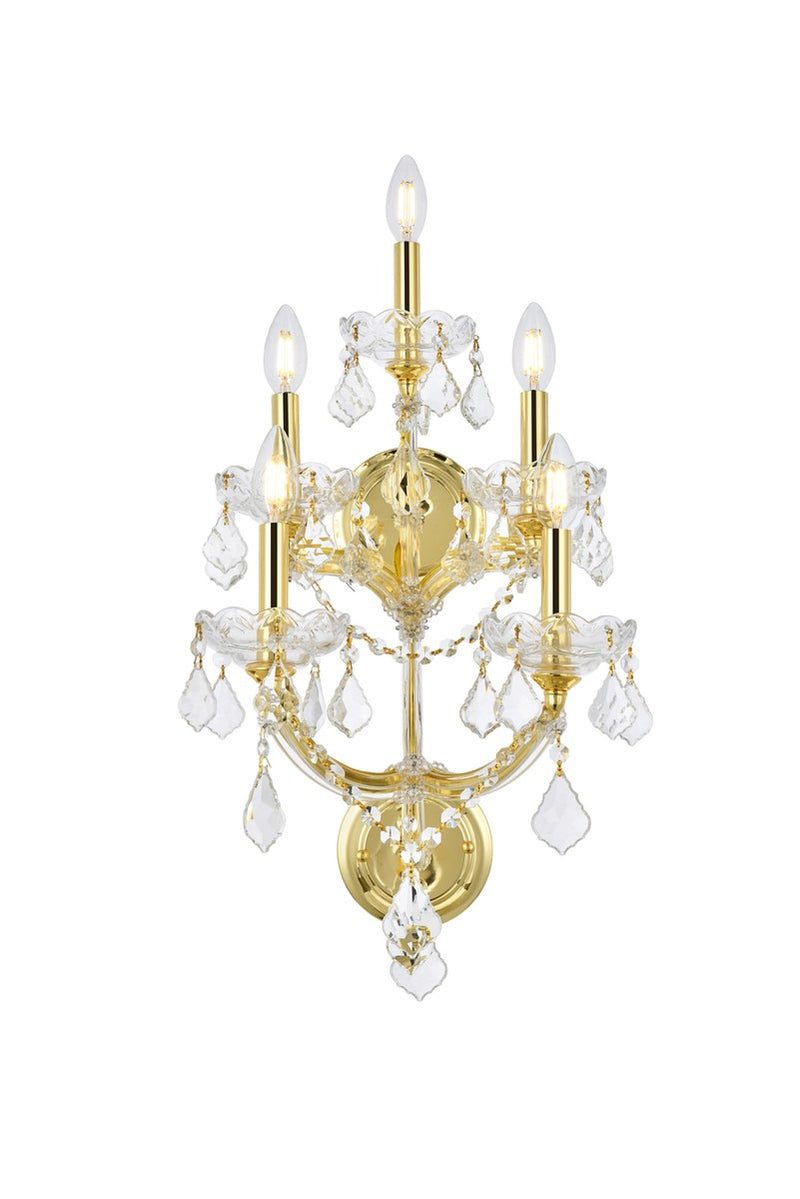 Maria Theresa 5-Light Wall Sconce in Gold with Clear Royal Cut Crystal