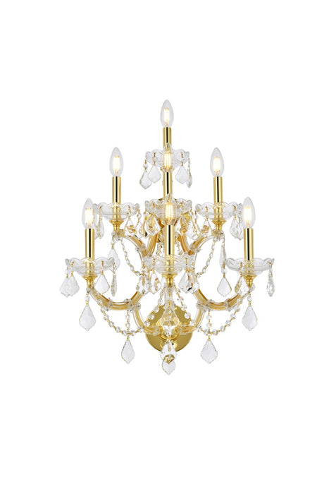 Maria Theresa 7-Light Wall Sconce in Gold with Clear Royal Cut Crystal