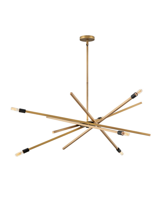 Archer Large Single Tier Chandelier in Heritage Brass