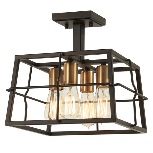 Keeley Calle Semi-Flush Mount in Painted Bronze with Natural Brushed Brass - Lamps Expo