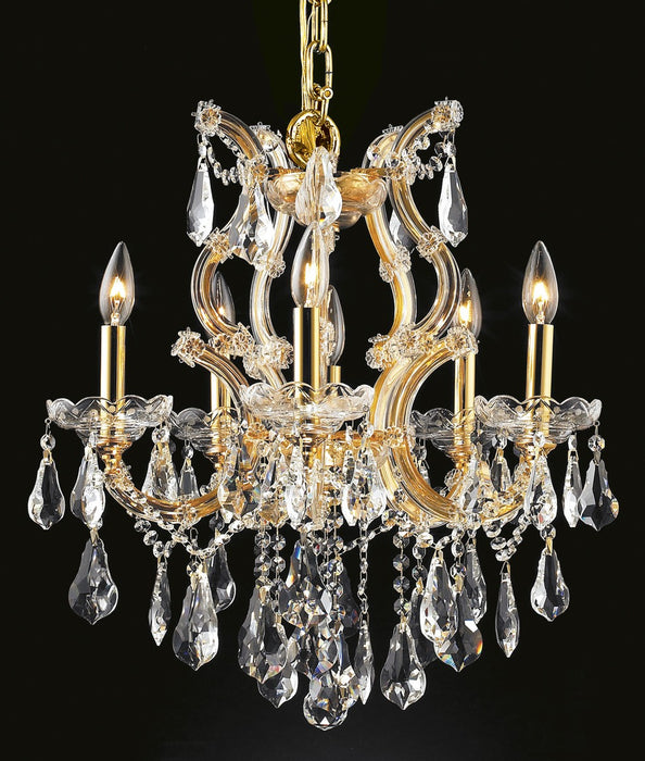 Maria Theresa 6-Light Chandelier in Gold with Clear Royal Cut Crystal