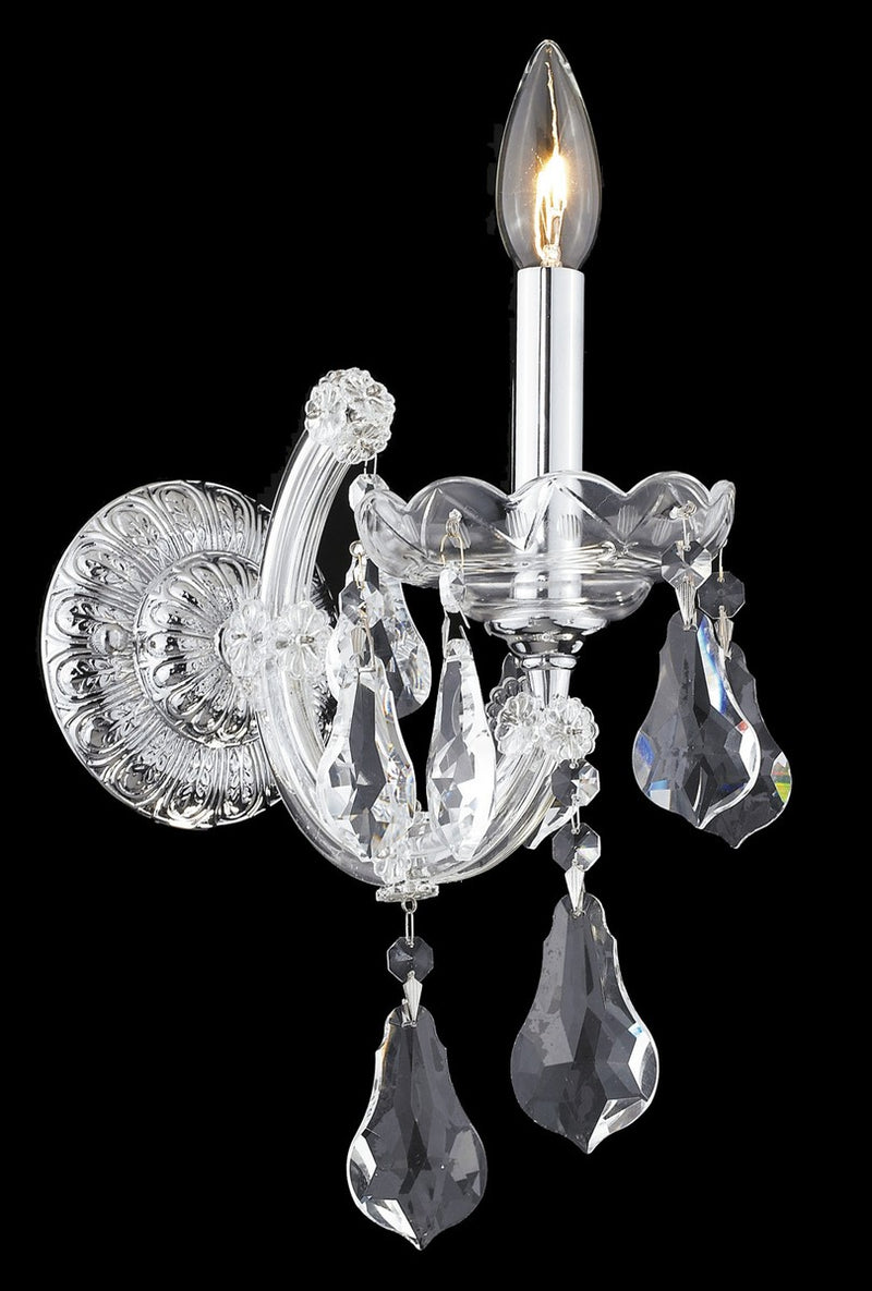 Maria Theresa 1-Light Wall Sconce in Chrome with Clear Royal Cut Crystal