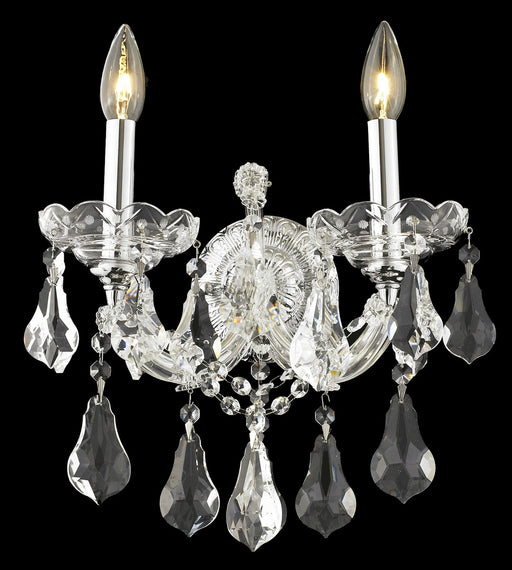 Maria Theresa 2-Light Wall Sconce in Chrome with Clear Royal Cut Crystal