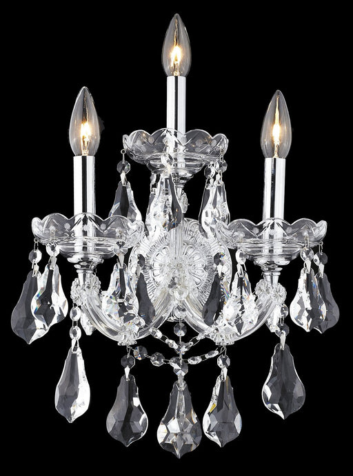 Maria Theresa 3-Light Wall Sconce in Chrome with Clear Royal Cut Crystal