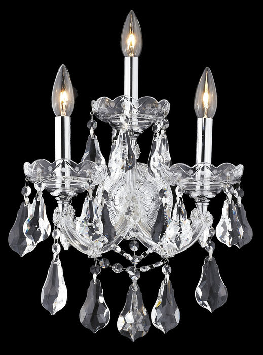 Maria Theresa 3-Light Wall Sconce in Chrome with Clear Royal Cut Crystal