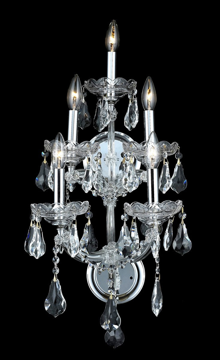 Maria Theresa 5-Light Wall Sconce in Chrome with Clear Royal Cut Crystal