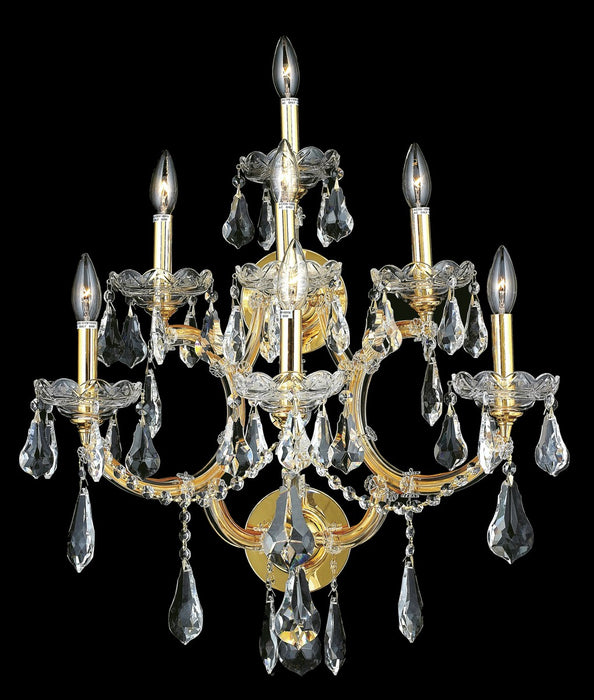 Maria Theresa 7-Light Wall Sconce in Gold with Clear Royal Cut Crystal