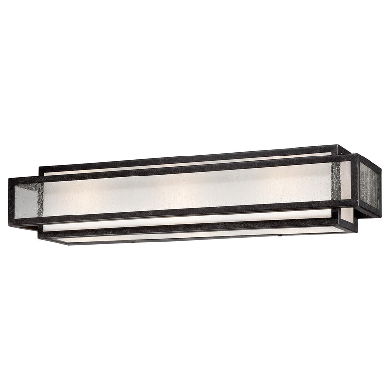 Camden Square 3-Light Bath Vanity in Aged Charcoal & Clear Seeded Glass - Lamps Expo