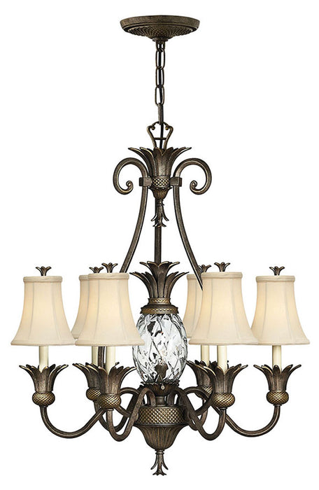 Plantation Large Single Tier Chandelier in Pearl Bronze
