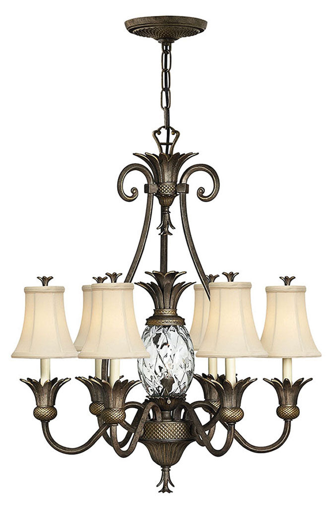 Plantation Large Single Tier Chandelier in Pearl Bronze