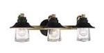 Westfeild Manor 3-Light Bath Vanity in Sand Coal with Soft Brass & Clear Seedy Glass - Lamps Expo