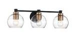 Keyport 3-Light Bath Vanity in Sand Coal with Natural Brushed Brass & Clear Glass - Lamps Expo