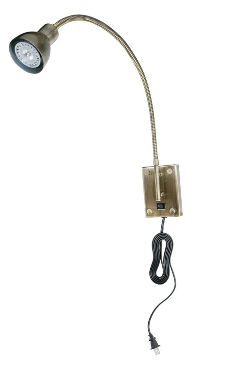 LED Gooseneck One Light Wall Lamp In Antique Brass - Lamps Expo