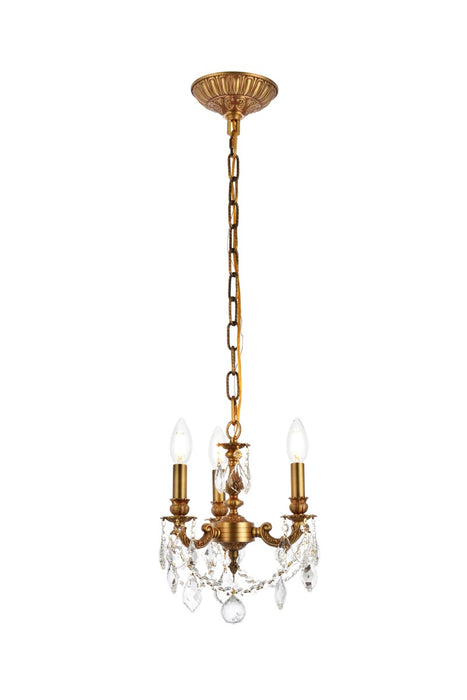 Lillie 3-Light Pendant in French Gold with Clear Royal Cut Crystal