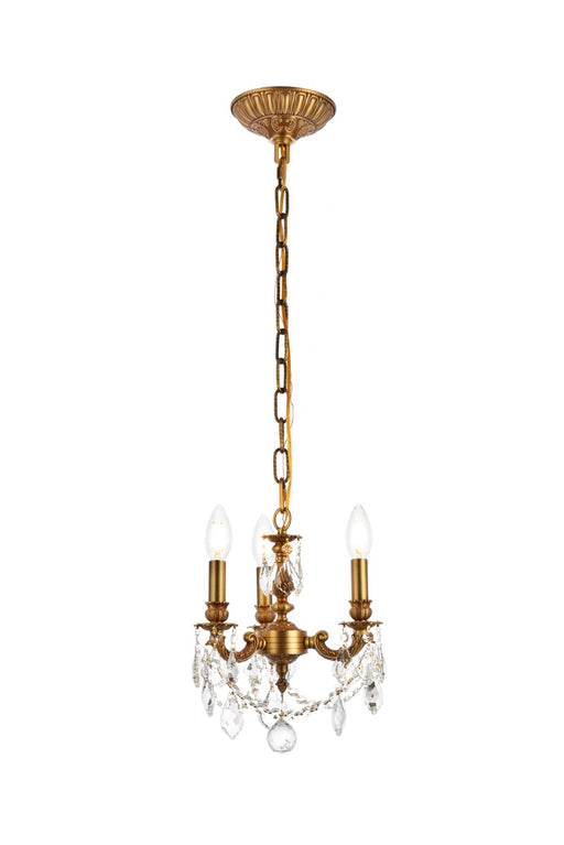 Lillie 3-Light Pendant in French Gold with Clear Royal Cut Crystal