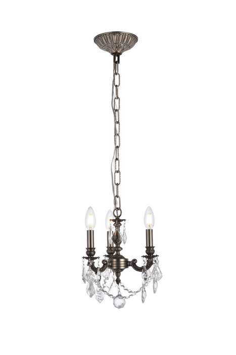 Lillie 3-Light Pendant in Pewter with Clear Royal Cut Crystal