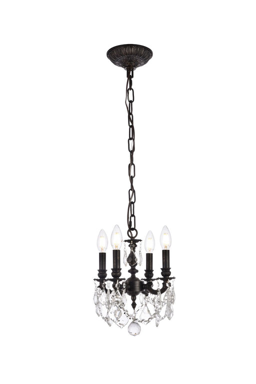 Lillie 4-Light Pendant in Dark Bronze with Clear Royal Cut Crystal