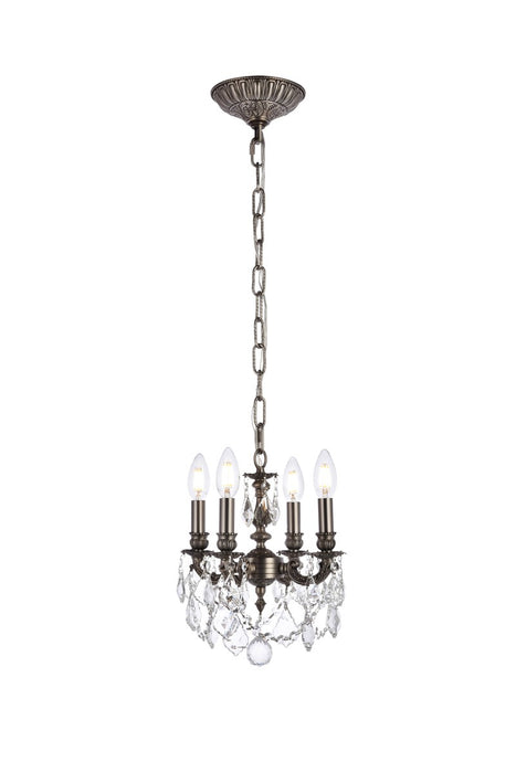 Lillie 4-Light Pendant in Pewter with Clear Royal Cut Crystal