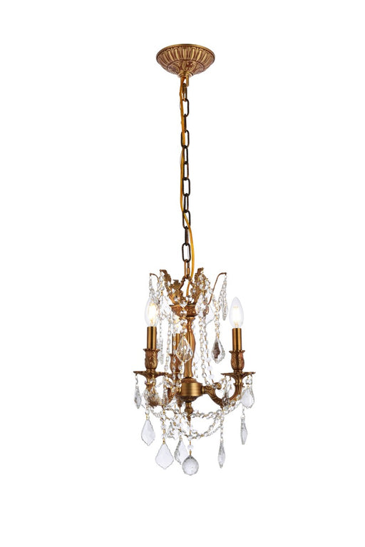 Rosalia 3-Light Pendant in French Gold with Clear Royal Cut Crystal