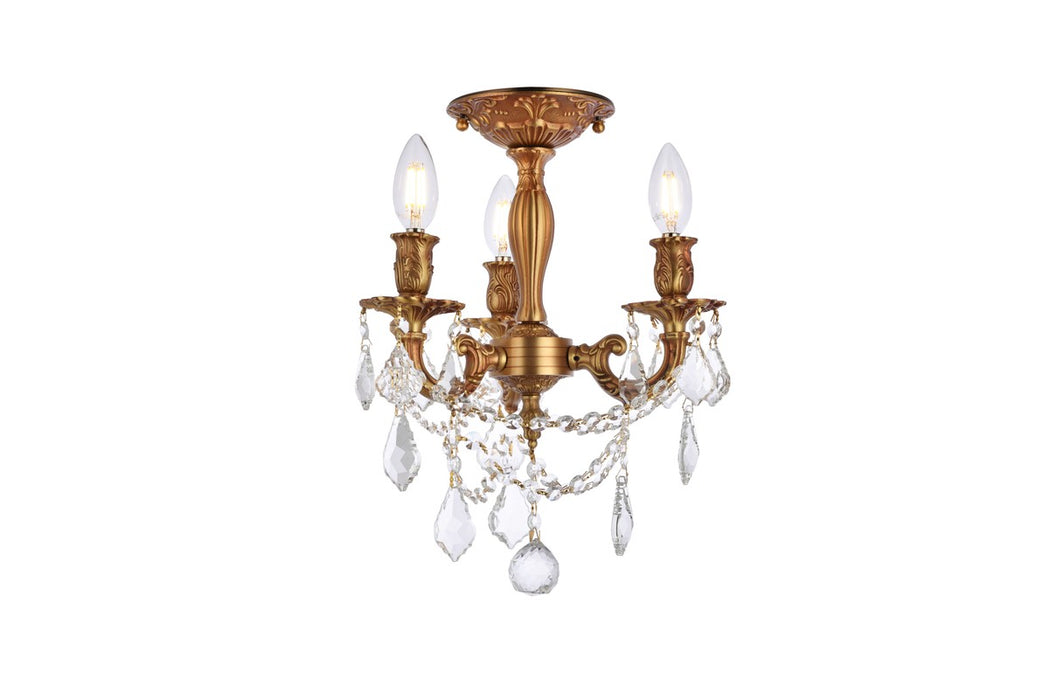 Rosalia 3-Light Flush Mount in French Gold with Clear Royal Cut Crystal