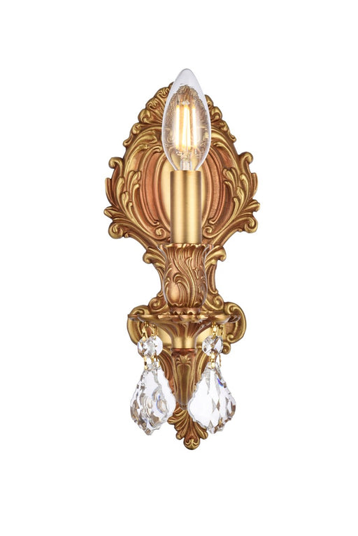 Monarch 1-Light Wall Sconce in French Gold with Clear Royal Cut Crystal