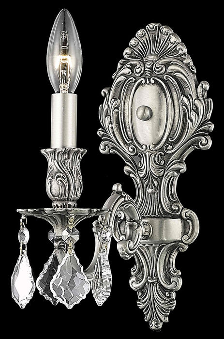 Monarch 1-Light Wall Sconce in Pewter with Clear Royal Cut Crystal