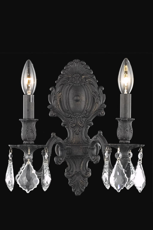 Monarch 2-Light Wall Sconce in Dark Bronze with Clear Royal Cut Crystal