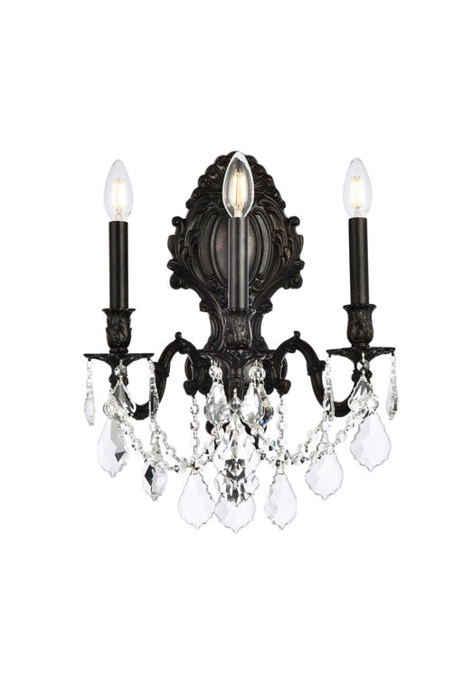 Monarch 3-Light Wall Sconce in Dark Bronze with Clear Royal Cut Crystal